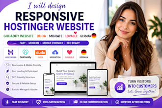 design responsive hostinger website godaddy website duda migrate lovable german