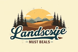 do unique mountain hill vintage landscape logo design