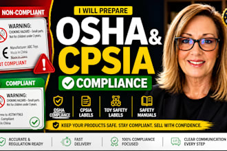 prepare osha compliance, cpsia labels, toy safety labels and safety manuals
