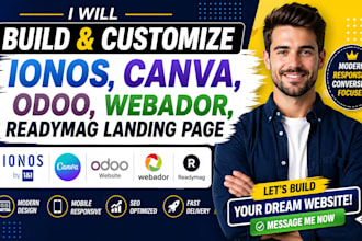 build ionos website canva odoo webador readymeg landing page customization