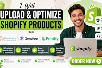upload and optimize shopify products from cj dropsipping zendrop and printify