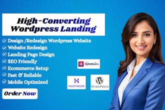 build landing page wordpress website, redesign website with elementor, brizy