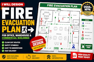 design fire evacuation plan exit  for office warehouse and commercial buildings