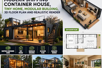 draw shipping container house tiny home modular building 3d floor plan