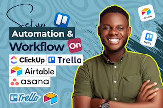 setup clickup, trello, asana workflow, airtable automation, airtable dashboards