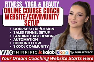 build fitness yoga and beauty coach website on kajabi thinkific wix skool design