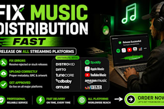 fix issue and distribute music using distrokid, ditto, tunecore, cd baby, amuse