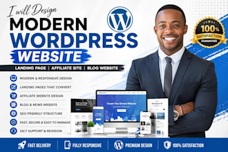 design modern wordpress website, landing page, affiliate website and blog