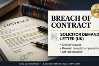 draft a professional UK solicitor letter for breach of contract