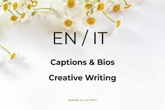 write captions, bios, or short texts in english or italian