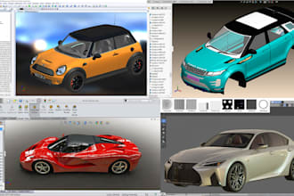 custom car part body kits automotive engine part in 3d cad model solidworks creo