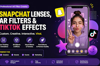 create custom snapchat lenses, ar filters and tiktok effects using lens studio