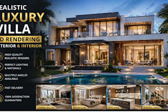 create realistic luxury villa 3d exterior and interior modern house rendering
