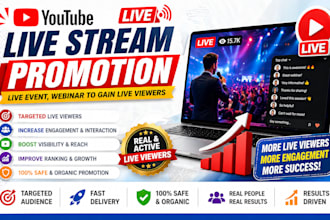 youtube live stream promotion live event webinar to gain live viewers