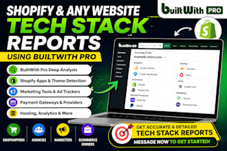 provide shopify or any tech stack reports using builtwith pro