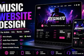 design music website for artist dj band record label website using wix shopify