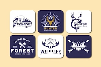 design hunting fishing logo outdoor vintage badge t shirt
