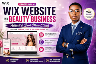 build a professional wix website for beauty salon, spa, and barbershop