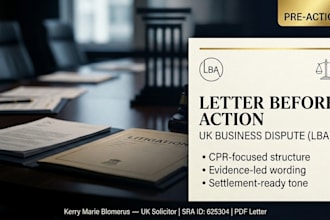 write your UK letter before action as a commercial dispute solicitor