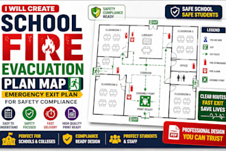create school fire evacuation map and emergency exit plan for safety compliance