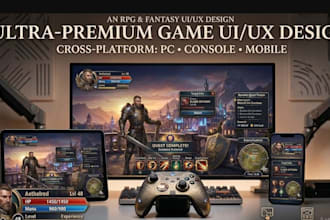 game UI, UX design for PC, mobile game, roblox, and web game