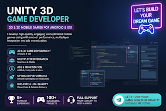 create unity 2d,unity 3d game design, unity game development