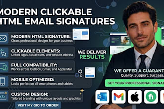 create your modern clickable HTML email signature for outlook gmail apple mail