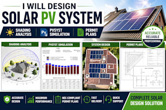design solar pv system, shading analysis, pvsyst simulation and permit plans