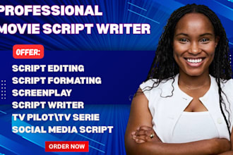 ghostwrite screenplay movie script as a pro screenwriter and scriptwriter