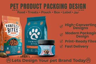 design high converting pet product label and pet food packaging that sells
