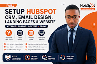 setup hubspot CRM email design landing pages, and hubspot website