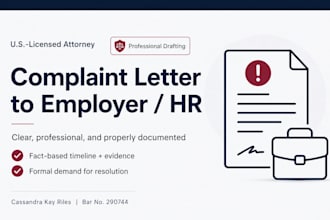 write a professional complaint letter to your employer, HR, or corporate