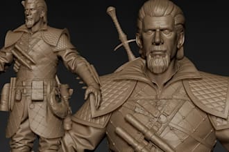 create printable 3d character sculpt using zbrush for realistic model, figurine