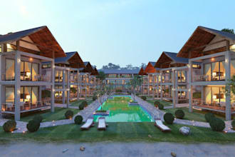 design 3d luxury resort rendering, hotel, eco resort, vacation home design