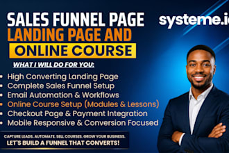 setup systeme io sales funnel landing page systeme io automation online course