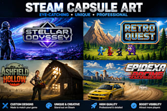 create steam capsule art, game banners, full steam assets