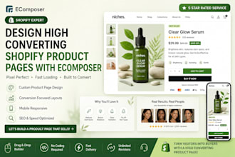 design a high converting shopify product page, ecomposer