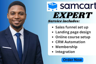 design your samcart thrivecart sales funnel, samcart landing page, online course