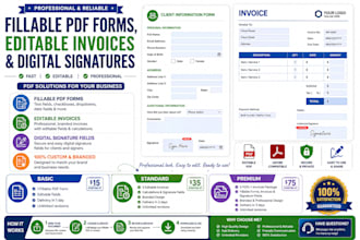 design fillable PDF forms editable invoices and digital signature fields