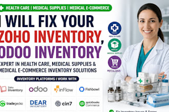 fix zoho, odoo inventory for medical supplies and healthcare stores