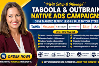 setup manage taboola outbrain native ads for cdiscount prestasho etsy ebay shop