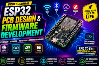 do esp32 pcb design, schematic, hardware prototype, full firmware programming