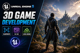 develop 3d unreal engine 5 game with advanced blueprints and UI UX level design