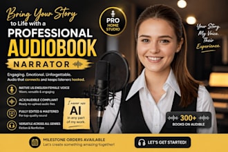 be professional female audiobook narrator with acx audible voiceover production