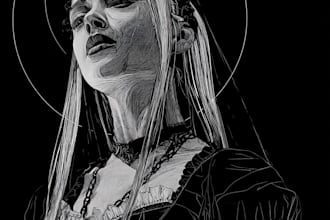 draw horror and gothic line art illustrations