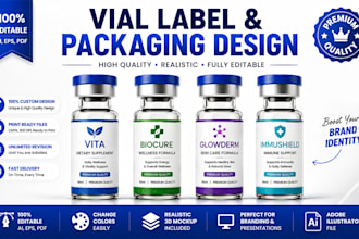 design premium bottle, vial, spray product packaging label