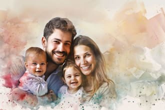 make watercolor family portrait
