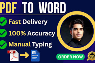 convert PDF to word manually, image to text typing