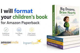 children book formatting interior book layout kindle ebook KDP paperback cover