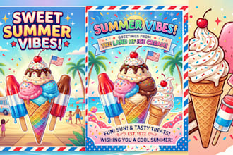 design postcard posters flyer banner handbill for events and brand